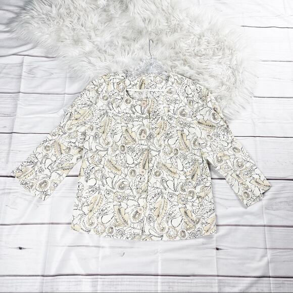 J. Jill Women's Floral Print Linen Blend Long Sleeve Blouse Size Large - Picture 1 of 5